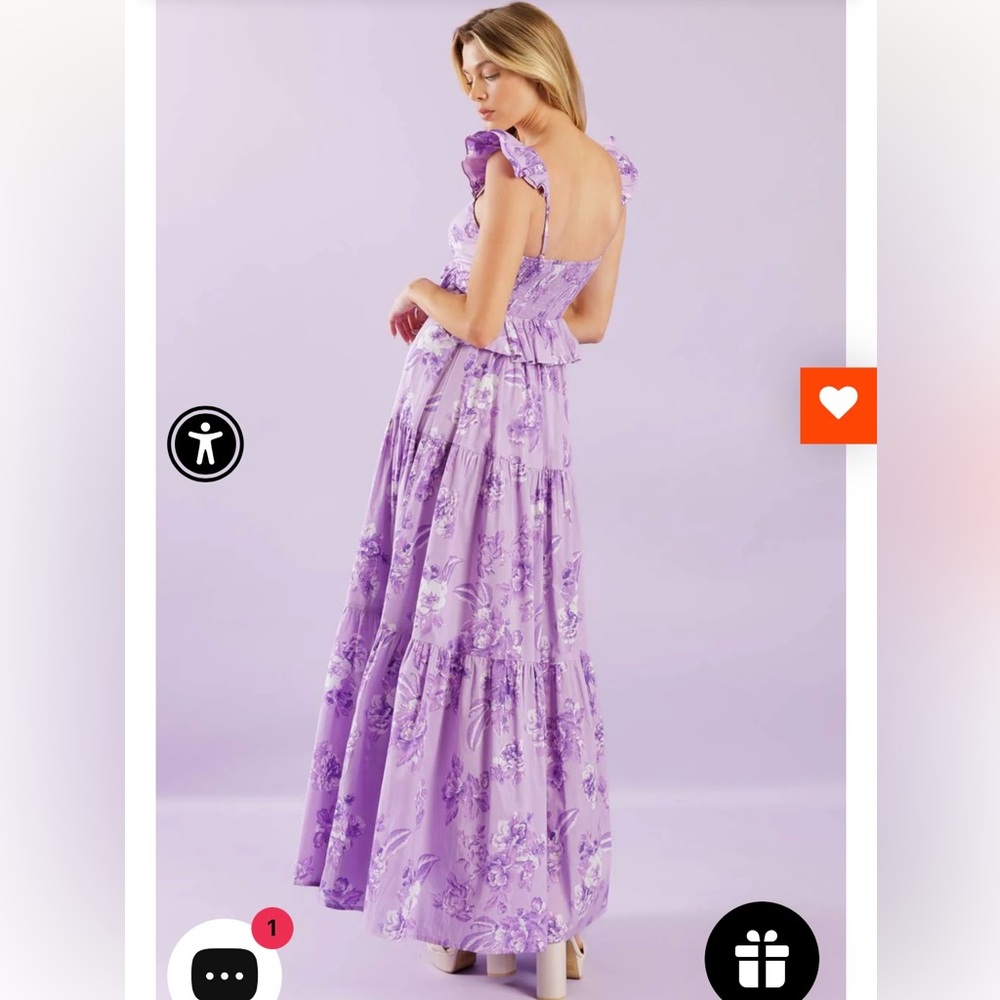 NWOT Flying Tomato Windswept Purple Floral Maxi Dress size M - Picture 2 of 6